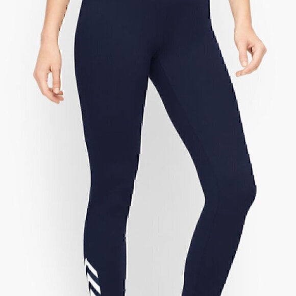T by Talbots ON THE MOVE ANKLE LEGGINGS - Navy/White CHEVRON  S Zipper pocket - Picture 2 of 10